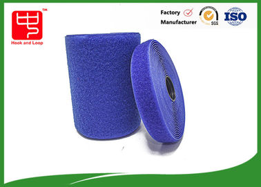 Material com o avesso esparadrapo personalizado azul do nylon do gancho e da fita 100% do laço